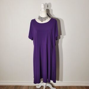 WOMAN WITHIN DRESS PURPLE SHORT SLEEVE POLY/SPANDEX SIZE 1X
